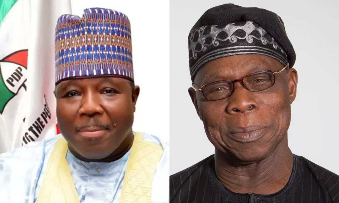 The former Governor of Borno State, Senator Ali Modu Sheriff, former President Olusegun Obasanjo, 2023 elections The former Governor of Borno State, Senator Ali Modu Sheriff, former President Olusegun Obasanjo, 2023 elections