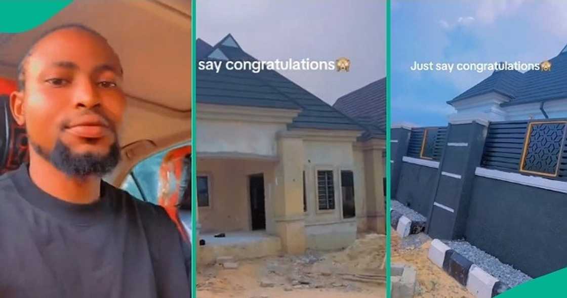 Nigerian man completes his bungalow, shows it off on TikTok. Nigerian man completes his bungalow, shows it off on TikTok.