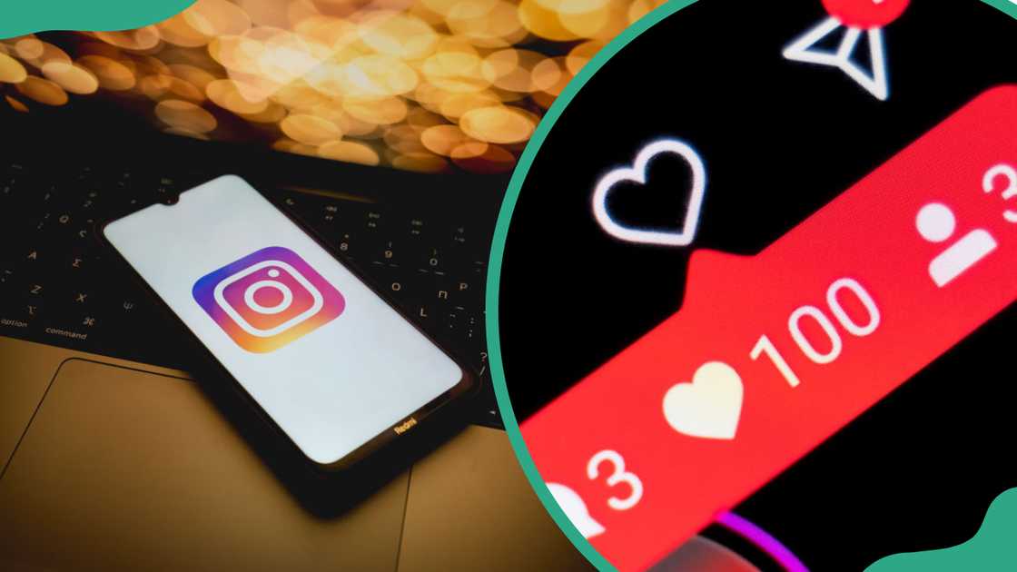 Instagram logo on a smartphone (L). Instagram reactions displayed on a smartphone (R) Instagram logo on a smartphone (L). Instagram reactions displayed on a smartphone (R)