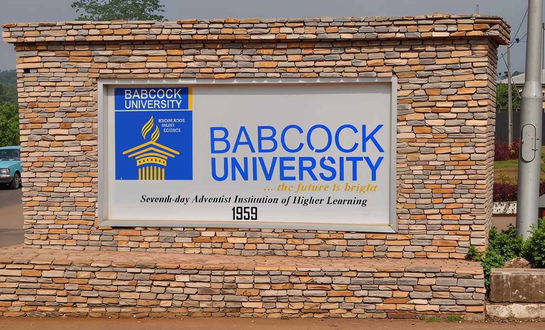 The Babcock University entrance and logo