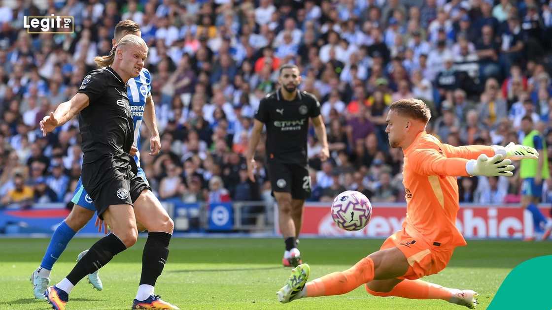 Erling Haaland, Manchester City, Premier League, Brighton, England. Erling Haaland, Manchester City, Premier League, Brighton, England.