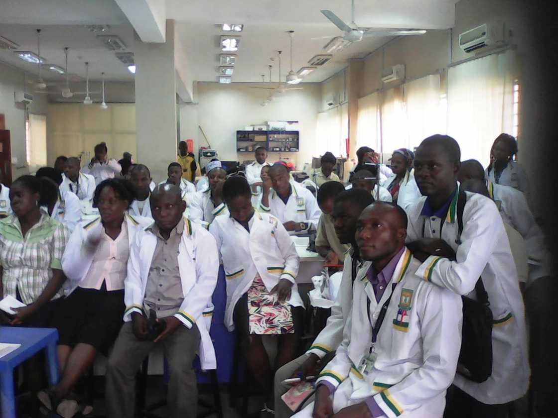 A group of environmental scientists in an environmental forum