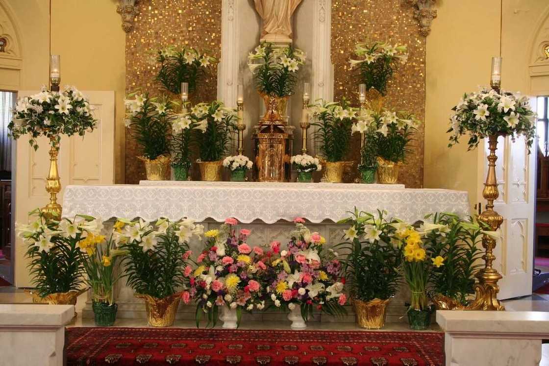 Altar decorated with flowers