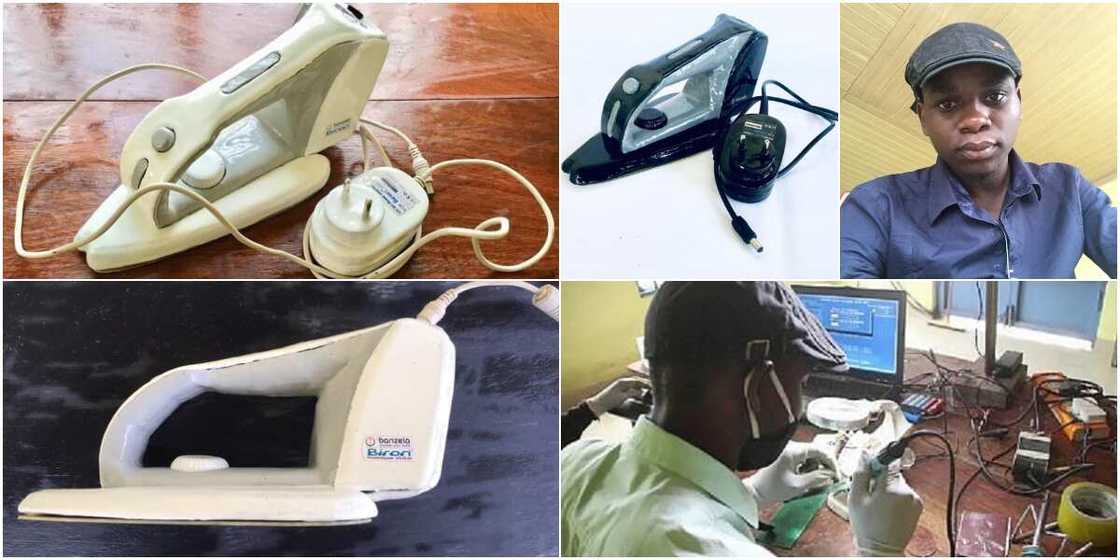 23-year-old man invents first-ever made-in-Congo rechargeable iron