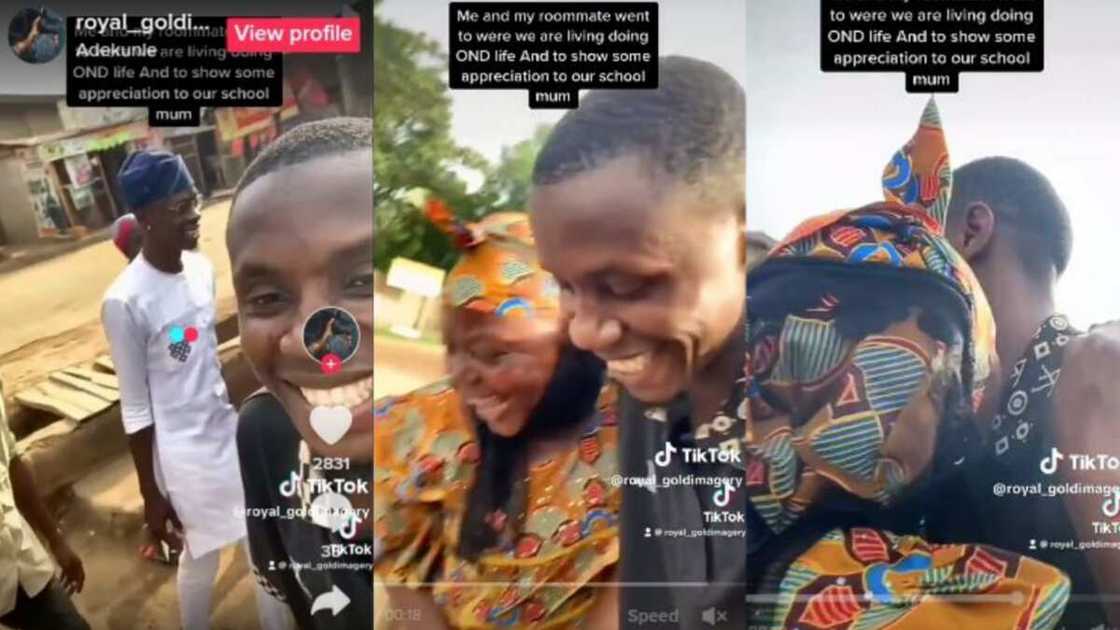 Young Nigerian returns to Alma mater meets school mother Young Nigerian returns to Alma mater meets school mother