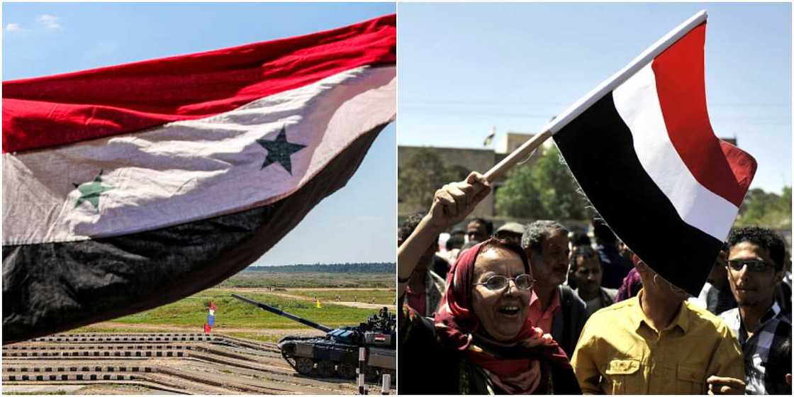 Yemen and Syria flags