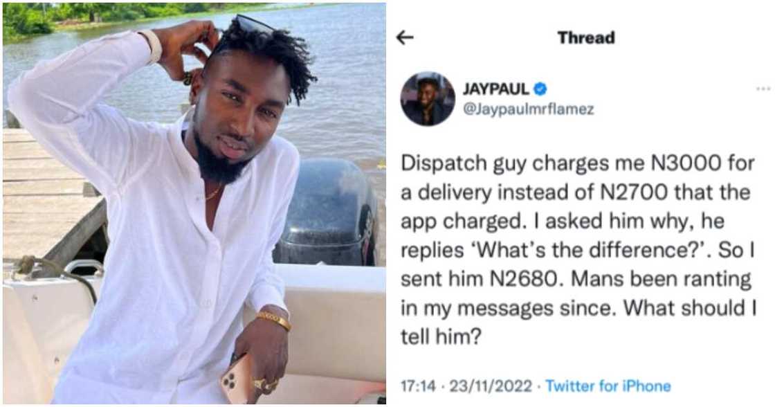 BBNaija star Jaypaul deals with dishonest dispatch rider. BBNaija star Jaypaul deals with dishonest dispatch rider.