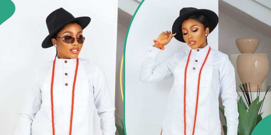 Mercy Eke in Delta attire at Omashola’s traditional marriage Mercy Eke in Delta attire at Omashola’s traditional marriage
