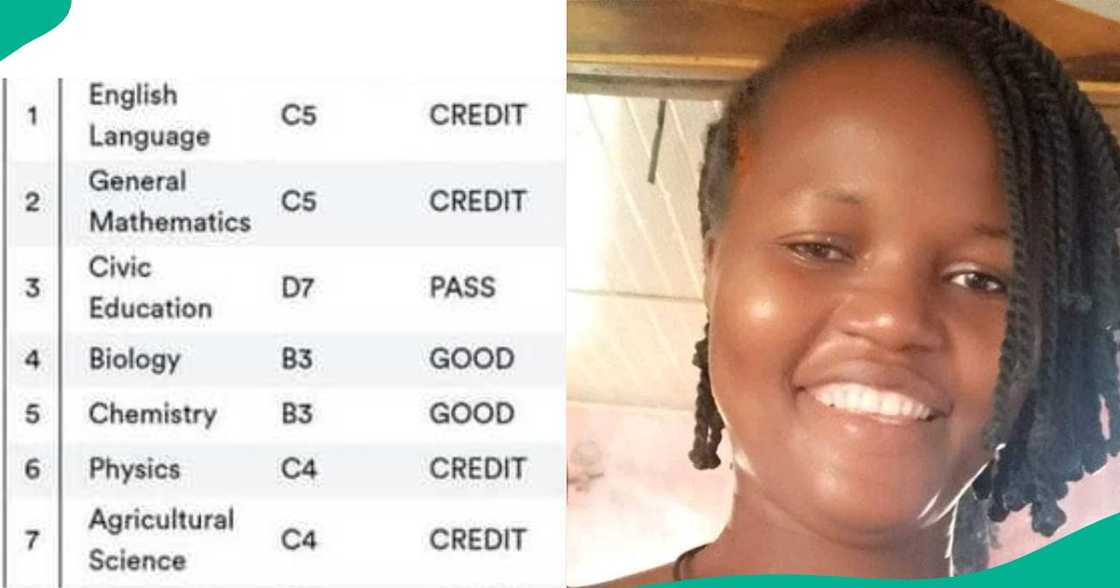 Nigerian girl shares a photo of her NECO result