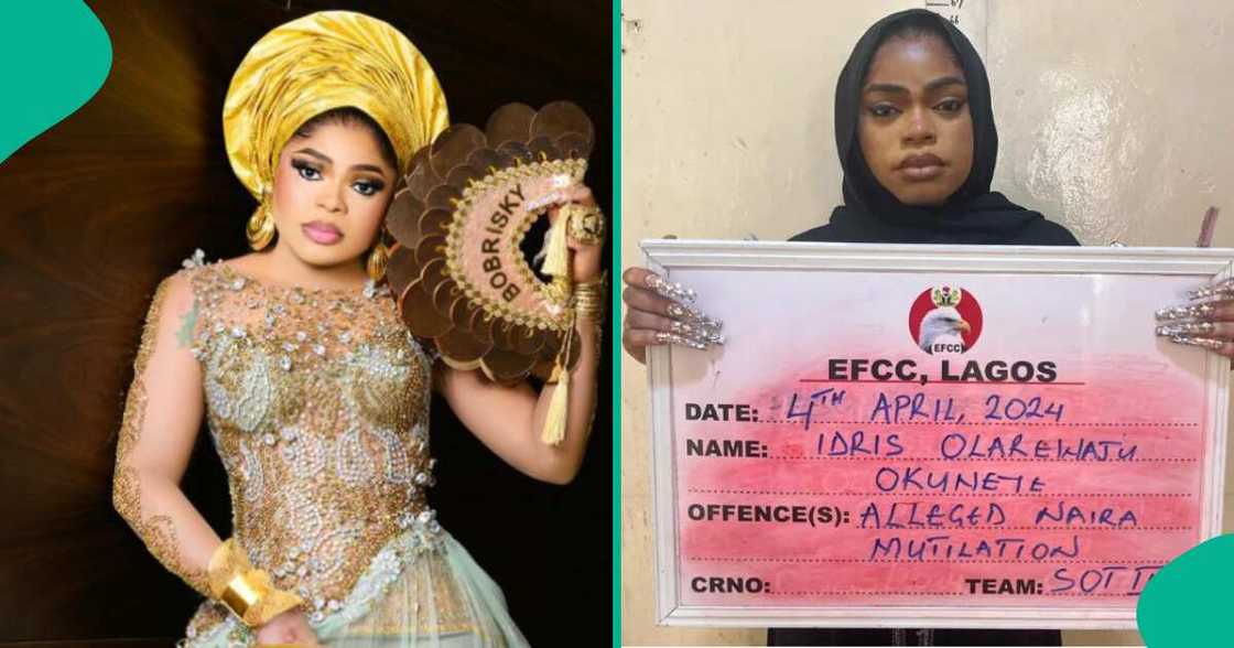 Lady recreates Bobrisky's EFCC mugshot for school costume day.