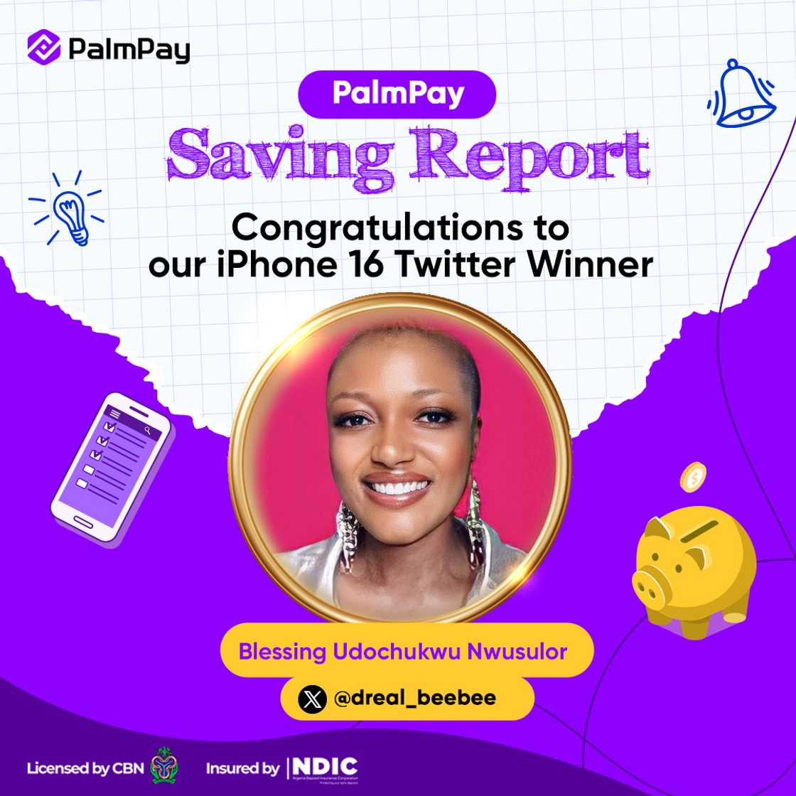 Half of my problems are solved: Lady wins brand new iPhone 16 on PalmPay Share Your Earnings promo Half of my problems are solved: Lady wins brand new iPhone 16 on PalmPay Share Your Earnings promo