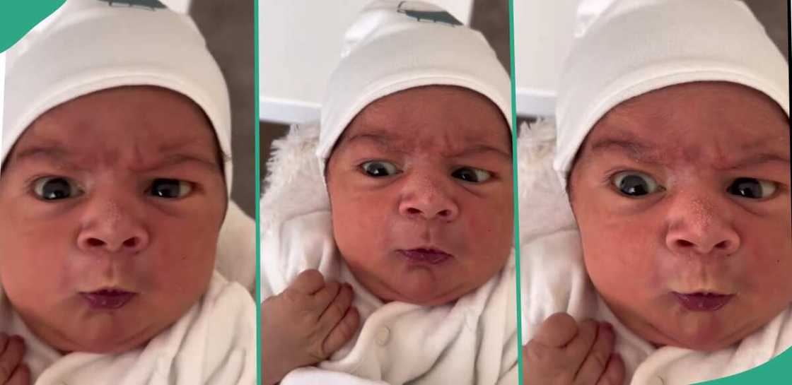 Baby with funny facial expression. Baby with funny facial expression.