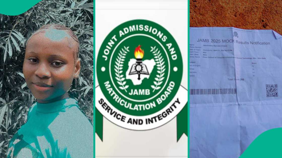 Lady shares her 2025 mock UTME result. Lady shares her 2025 mock UTME result.