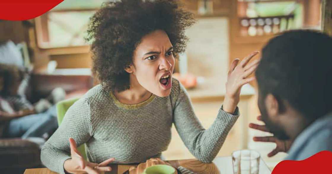 Young couple arguing in their house. Young couple arguing in their house.