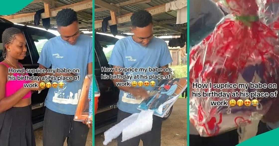 Lady surprises mechanic boyfriend on birthday Lady surprises mechanic boyfriend on birthday