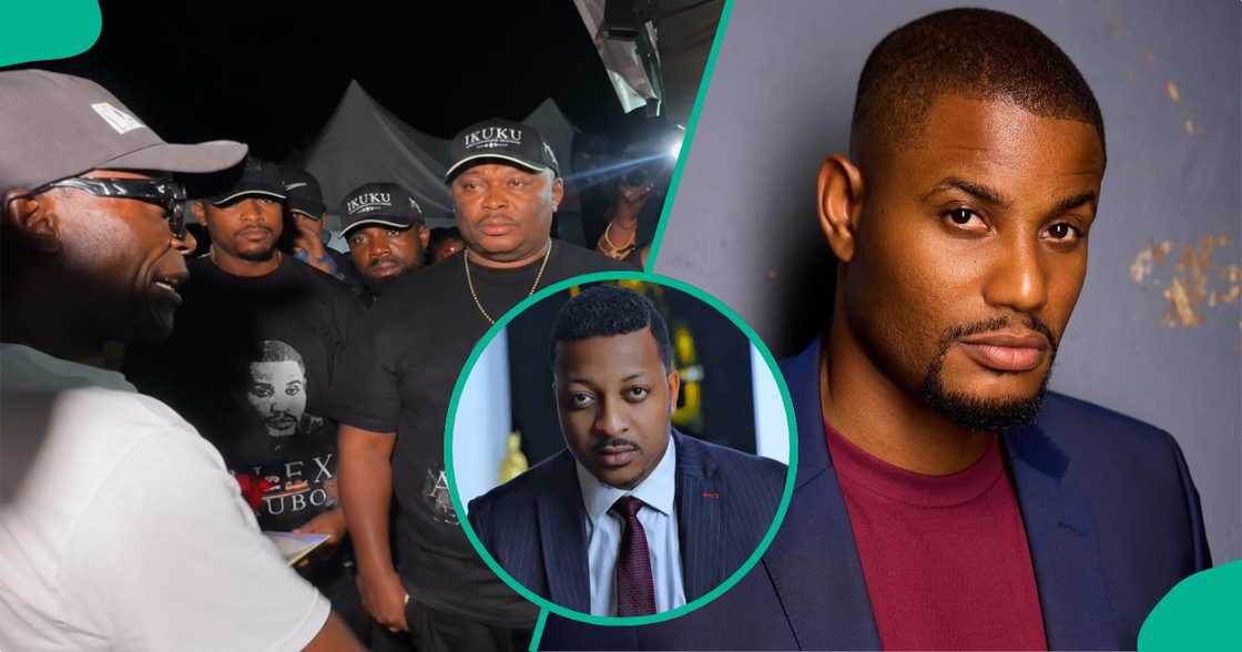 Alexx Ekubo’s uncle weeps at compound gate as actor’s remains arrive for burial.