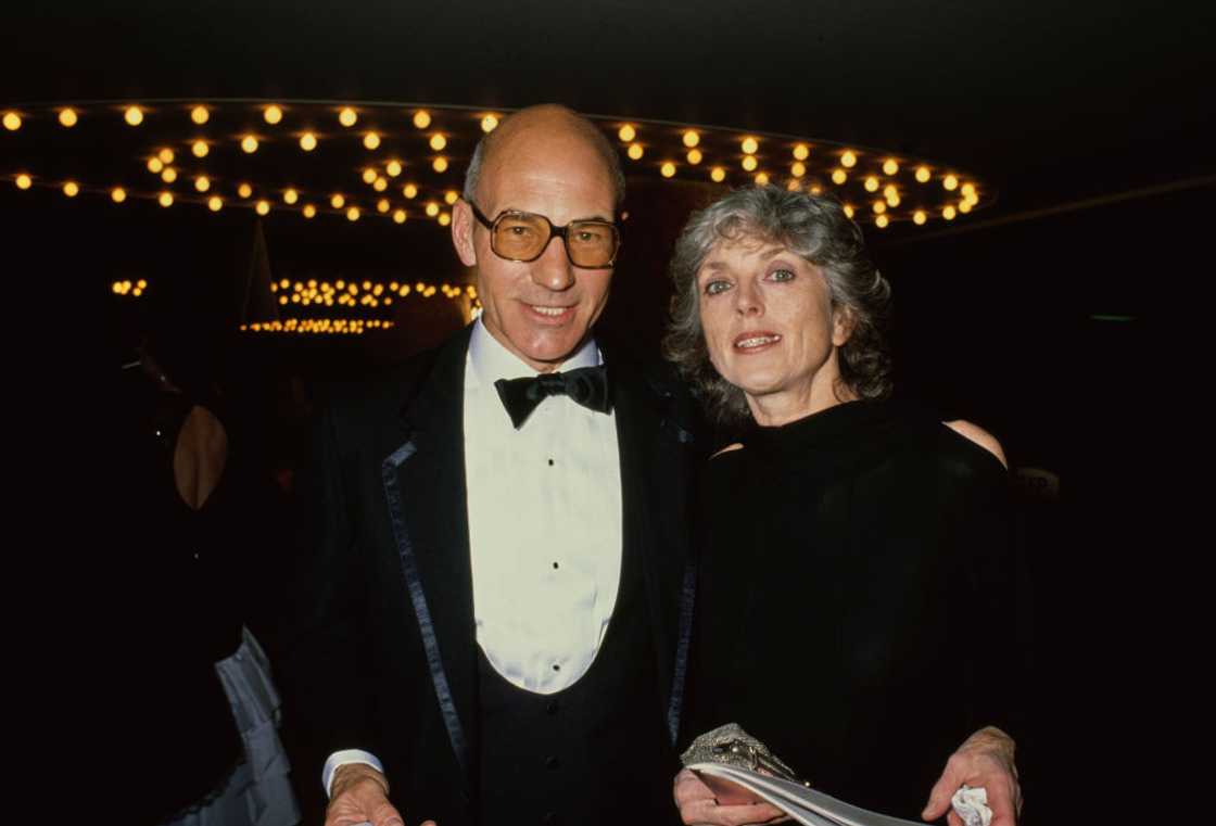 Patrick Stewart and his first wife, Sheila Falconer at an event at the Beverly Hilton Hotel Patrick Stewart and his first wife, Sheila Falconer at an event at the Beverly Hilton Hotel