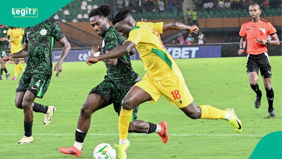 Junior Olaitan, Wilfred Ndidi, Ola Aina, Benin Republic, Nigeria, Felix Houphouet-Boigny Stadium, AFCON qualifier. Junior Olaitan, Wilfred Ndidi, Ola Aina, Benin Republic, Nigeria, Felix Houphouet-Boigny Stadium, AFCON qualifier.