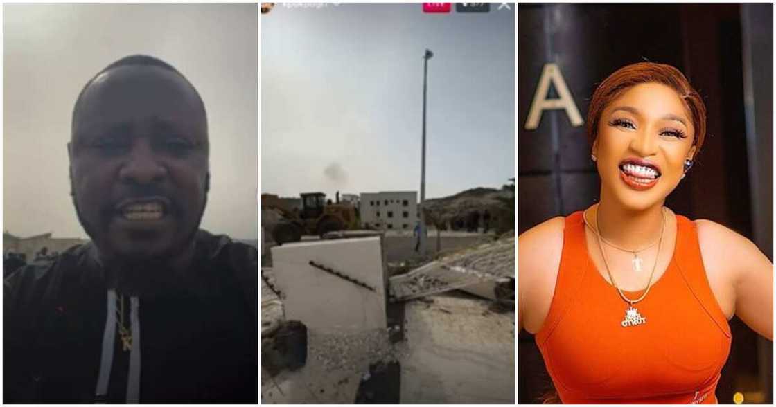 Tonto Dikeh, Prince Kpokpogri, demolished house Tonto Dikeh, Prince Kpokpogri, demolished house