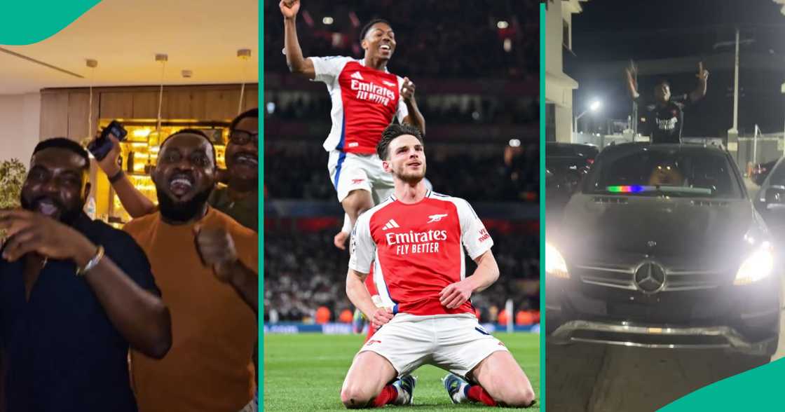 Nigerian celebrities celebrate Arsenal's historical win against Real Madrid. Nigerian celebrities celebrate Arsenal's historical win against Real Madrid.