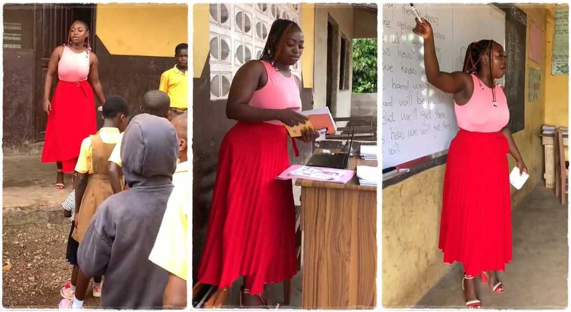 Female Teacher Posted To A Rural Area Slays In Heels And A Co-ordinated Attire