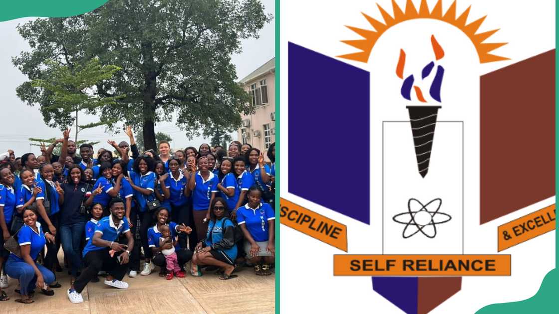 Nnamdi Azikiwe University students and logo Nnamdi Azikiwe University students and logo