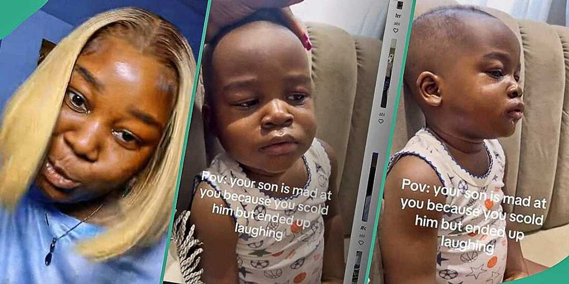 Little boy refuses to smile with mum for scolding him Little boy refuses to smile with mum for scolding him