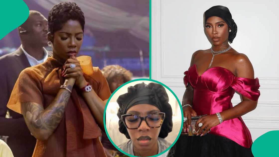 Video of Tiwa Savage praying goes viral. Video of Tiwa Savage praying goes viral.