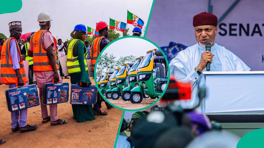 Sanata Saliu Mustapha ya yi magana da ya rabawa mutane 2,500 tallafi Sanata Saliu Mustapha ya yi magana da ya rabawa mutane 2,500 tallafi