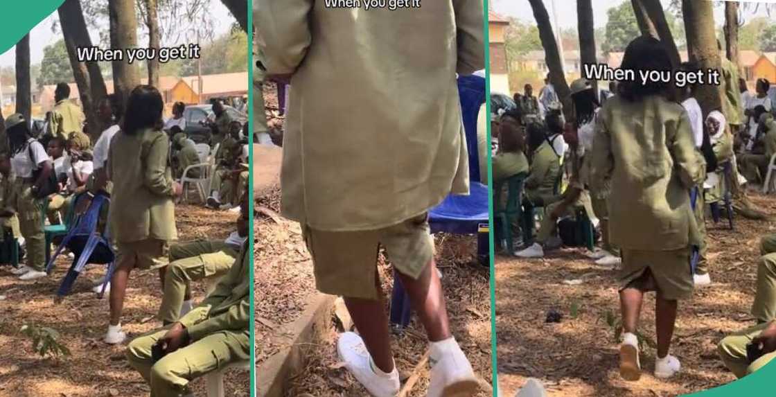 Corps member rocks skirt in NYSC camp, gets people's attention Corps member rocks skirt in NYSC camp, gets people's attention
