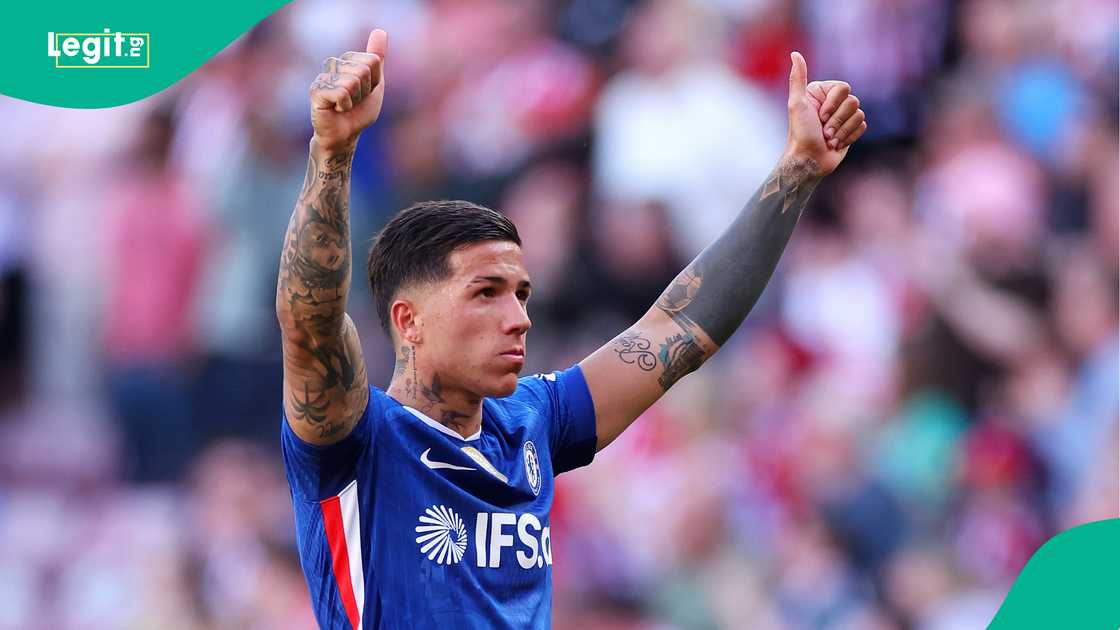 Enzo Fernandez, Chelsea, Sunderland, Stadium of Light, Premier League. Enzo Fernandez, Chelsea, Sunderland, Stadium of Light, Premier League.