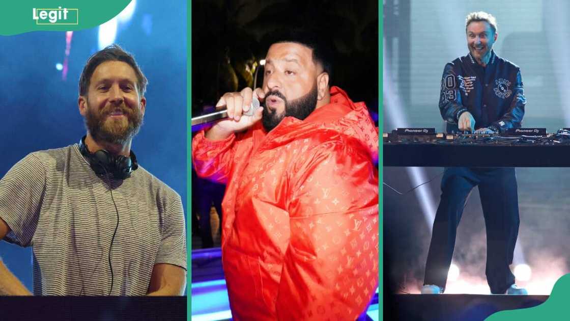From (L-R) Calvin Harris, DJ Khaled and David Guetta performing on stage From (L-R) Calvin Harris, DJ Khaled and David Guetta performing on stage
