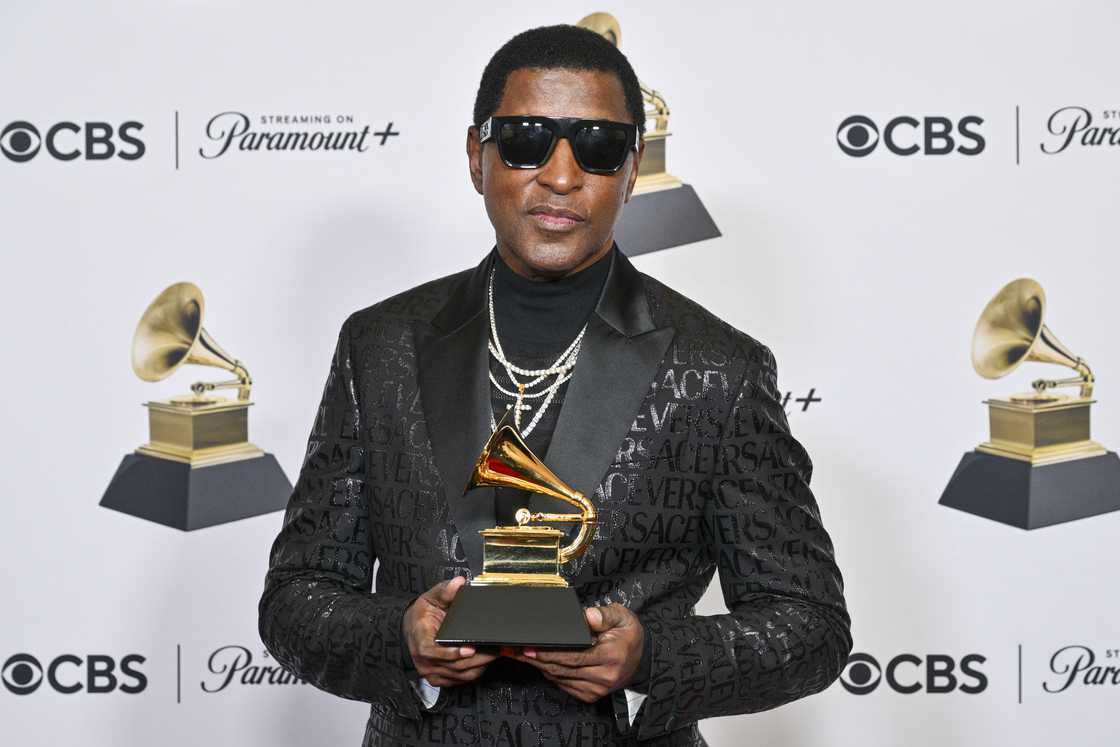 Babyface poses in the press room at the Annual GRAMMY Awards held at Crypto.com Arena in Los Angeles, California