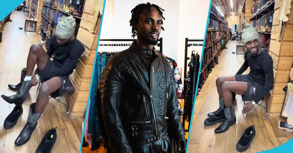 Black Sherif shops for cowboy boots overseas