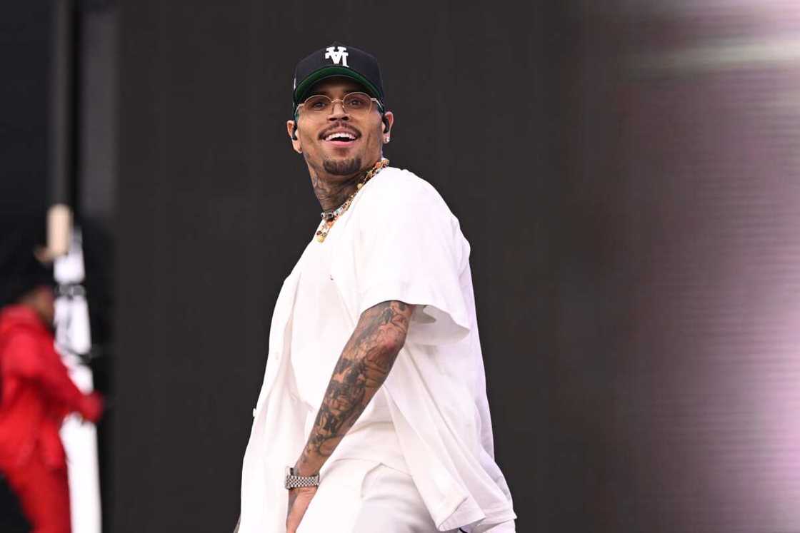 Chris Brown performs during the Lovers & Friends Music Festival at the Las Vegas Festival Grounds in Las Vegas