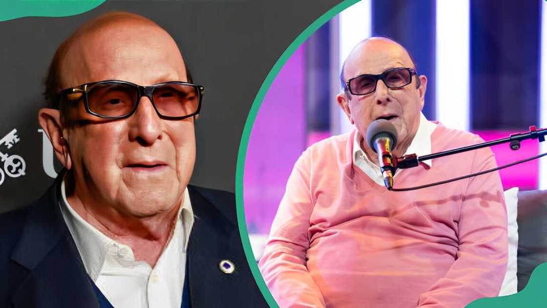 Clive Davis attends the Billboard Power 100 event (L). Davis is at SiriusXM Studios (R) Clive Davis attends the Billboard Power 100 event (L). Davis is at SiriusXM Studios (R)