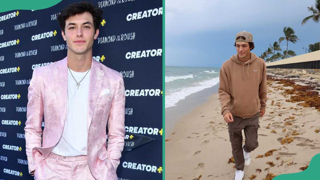 Griffin Johnson attends a film premiere (L). The actor walks along a beach (R) Griffin Johnson attends a film premiere (L). The actor walks along a beach (R)
