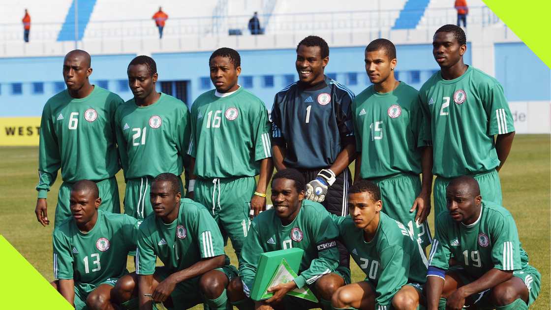 Players of the Super Eagles of Nigeria pose for team photo