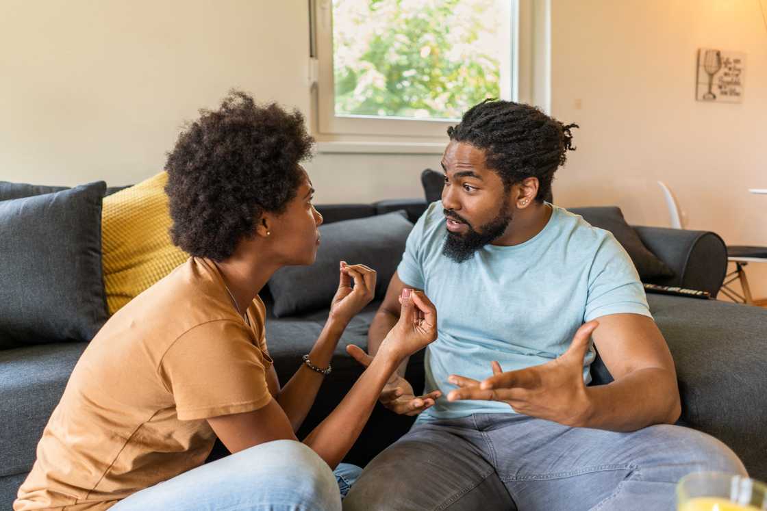 An African American couple is fighting An African American couple is fighting