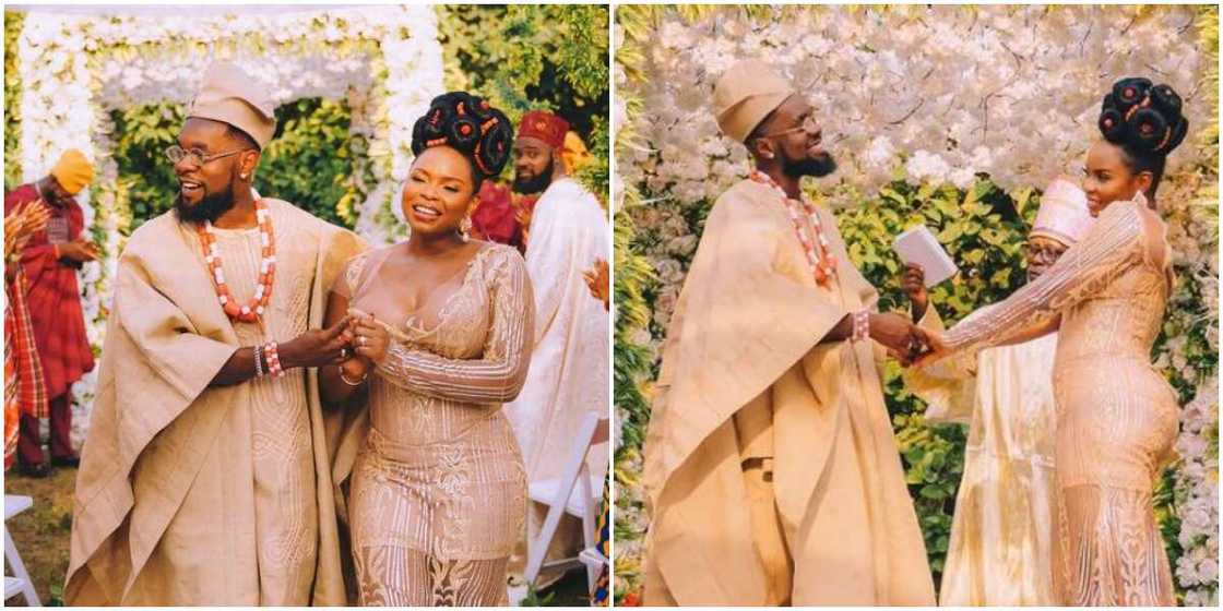 Fans congratulate Patoranking and Yemi Alade as they share traditional wedding themed photos