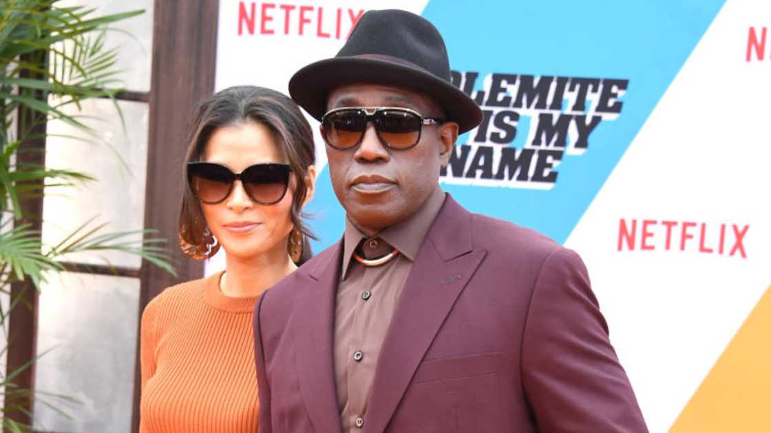 Wesley Snipes and Nakyung Park in Westwood, California. Wesley Snipes and Nakyung Park in Westwood, California.