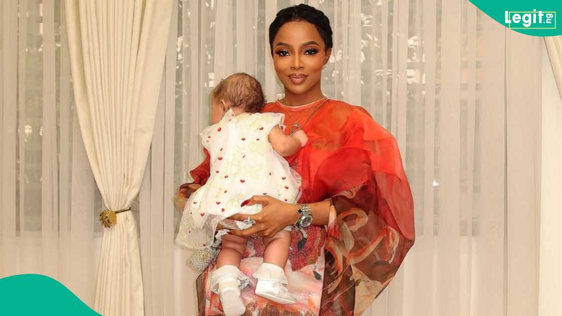Toke Makinwa fires back at critic who sent long message about her decision to hide daughter's face on social media platforms