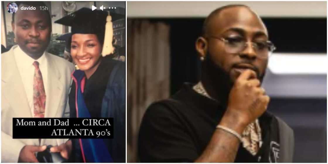 Davido shares adorable '90s throwback photo of dad and late mum in Atlanta Davido shares adorable '90s throwback photo of dad and late mum in Atlanta