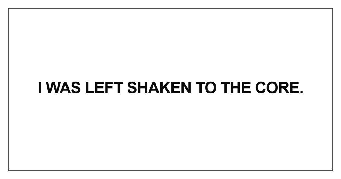 I was left shaken to the core I was left shaken to the core