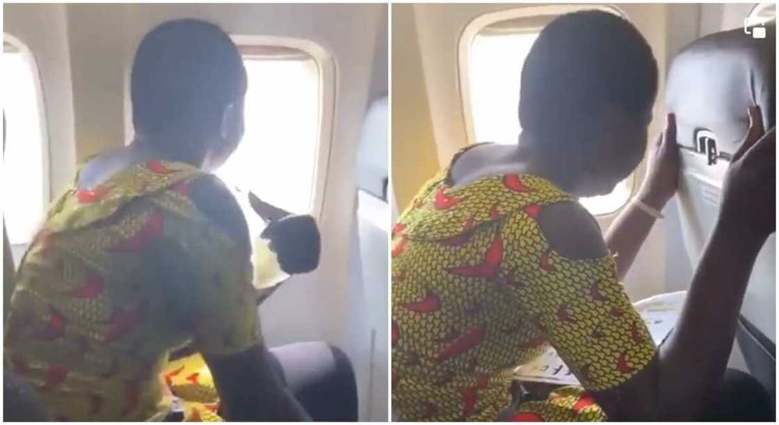 Photos of an air passenger terrified midflight. Photos of an air passenger terrified midflight.