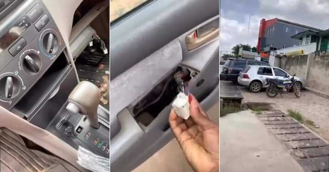 Lady cries out as hoodlums burgle her car Lady cries out as hoodlums burgle her car