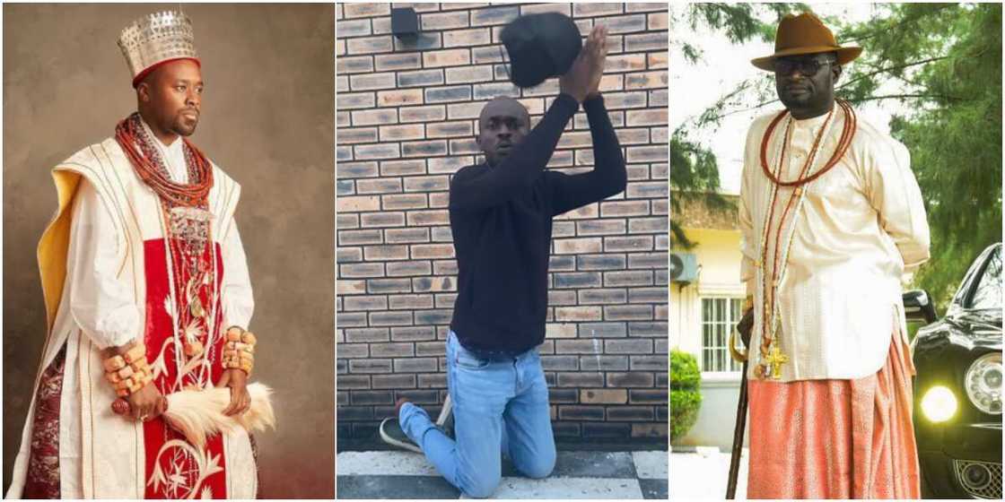 Comedian Mr Jollof, Olu of Warri, and Ayiri Comedian Mr Jollof, Olu of Warri, and Ayiri