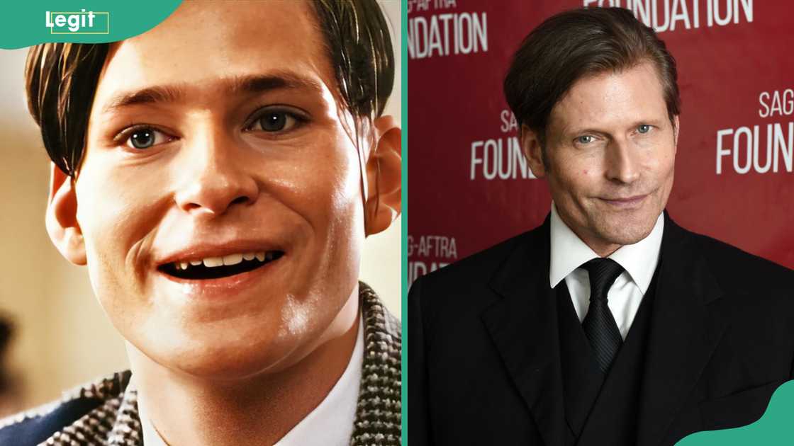 Crispin Glover as George McFly (L). The actor at the SAG-AFTRA Foundation Conversations with "Lucky Day" (R).