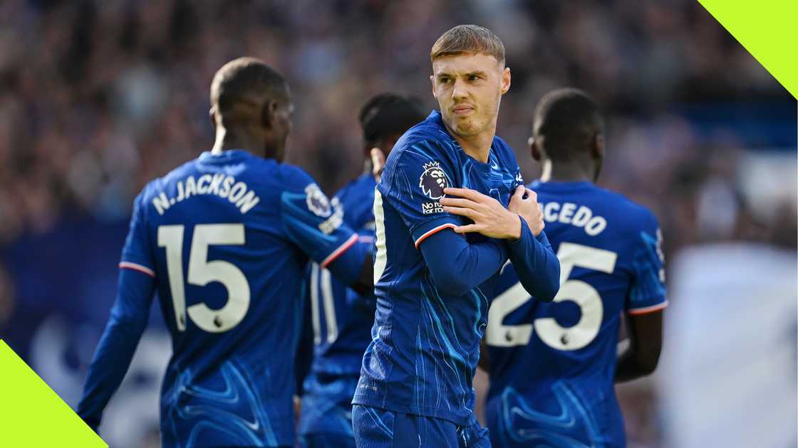 Cole Palmer celebrates after scoring for Chelsea