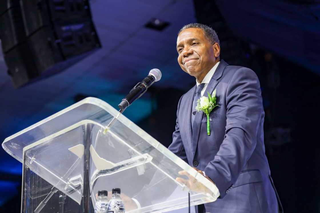 Creflo Dollar during the funeral service of Pastor Ray McCauley At Rhema Bible Church